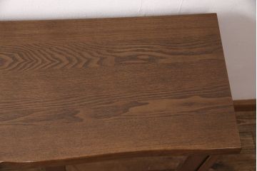 中古　美品　カリモク家具(karimoku)　分厚い天板が存在感を放つ和風の戸棚(収納棚、キャビネット、サイドボード)(R-051078)