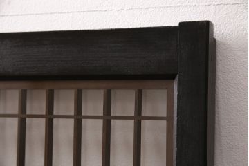 ラフジュ工房オリジナル　古建具リメイク　風景を模した格子が和の情緒を高める書院収納棚(本箱、本棚、書棚、戸棚)(R-051091)