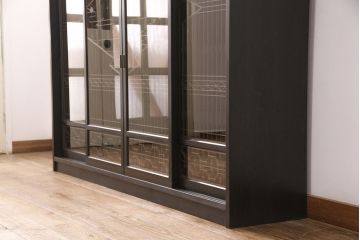 ラフジュ工房オリジナル　古建具リメイク　風景を模した格子が和の情緒を高める書院収納棚(本箱、本棚、書棚、戸棚)(R-051091)