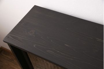 ラフジュ工房オリジナル　古建具リメイク　風景を模した格子が和の情緒を高める書院収納棚(本箱、本棚、書棚、戸棚)(R-051091)