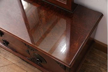 中古　伝統民芸家具　岩谷堂箪笥　菊幸作　和モダンな空間づくりにもおすすめの鏡台(姿見、ミラー、ドレッサー)(R-051096)