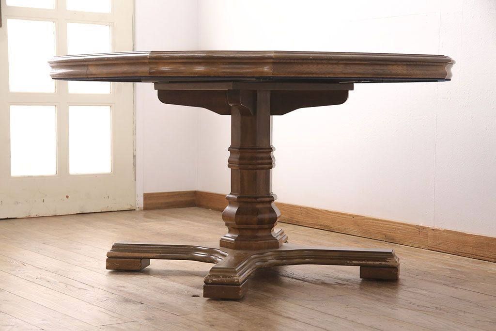 中古　美品　DREXEL HERITAGE(ドレクセルヘリテイジ)　Grand Villa(グランドヴィラ)　チェスナット材　ダイニングテーブル(パーティーテーブル)(定価約55万円)(R-051098)