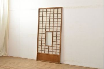 アンティーク建具　景色が楽しめる額入りの障子戸1枚(引き戸)(R-051101)