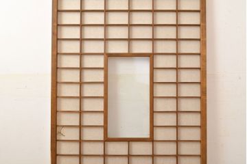 アンティーク建具　景色が楽しめる額入りの障子戸1枚(引き戸)(R-051101)
