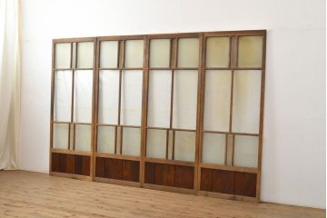 アンティーク建具　ノスタルジックなお部屋作りに活躍するガラス戸4枚セット(引き戸)(R-051103)