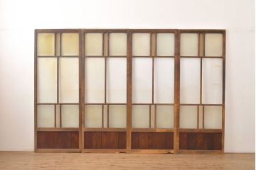 アンティーク建具　ノスタルジックなお部屋作りに活躍するガラス戸4枚セット(引き戸)(R-051103)