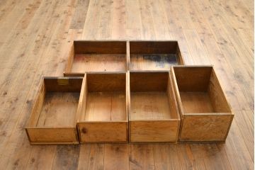和製アンティーク　両面使いが出来る!豊富な収納が嬉しい片袖デスク(パートナーデスク、ワークデスク、作業台、在宅用、在宅ワーク)(R-051104)