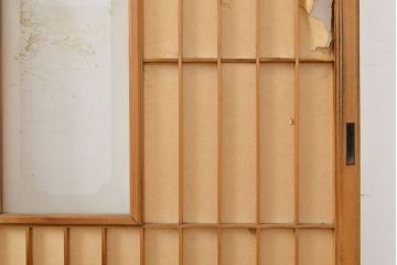 アンティーク建具　景色が楽しめる額入りの障子戸2枚セット(引き戸)(R-051111)