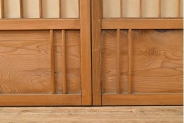 アンティーク建具　景色が楽しめる額入りの障子戸2枚セット(引き戸)(R-051111)