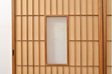 アンティーク建具　景色が楽しめる額入りの障子戸2枚セット(引き戸)(R-051111)
