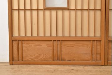 アンティーク建具　景色が楽しめる額入りの障子戸2枚セット(引き戸)(R-051111)