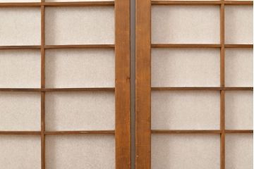 アンティーク建具　景色が楽しめる額入りの障子戸3枚セット(引き戸)(R-051112)