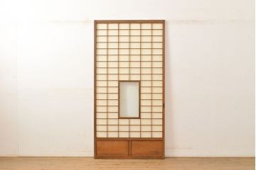 アンティーク建具　景色が楽しめる額入りの障子戸1枚(引き戸)(R-051113)