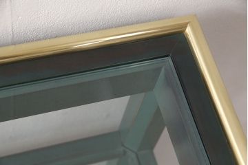 中古　バロッサバレンティ(VARO,S.A. VALENTI)　アルタミラ　グリーンとゴールドの組み合わせが高級感を醸し出すコンソールテーブル(ガラステーブル、ナイトテーブル、飾り棚、陳列棚、店舗什器)(定価約26万円)(R-051131)