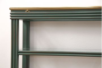 中古　バロッサバレンティ(VARO,S.A. VALENTI)　アルタミラ　グリーンとゴールドの組み合わせが高級感を醸し出すコンソールテーブル(ガラステーブル、ナイトテーブル、飾り棚、陳列棚、店舗什器)(定価約26万円)(R-051131)