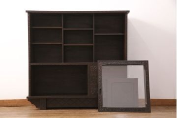 中古　美品　軽井沢彫り　桜の彫りが見事!職人技を堪能できるサイドボード(サイドキャビネット、収納棚、飾り棚、茶箪笥、茶タンス)(R-051132)
