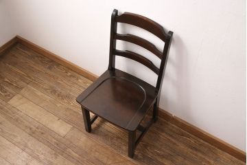 中古　北海道民芸家具　HM620　滑らかな木肌が上品なラダーバックチェア(椅子、ダイニングチェア、板座チェア)(R-051138)