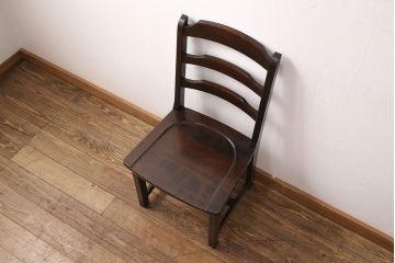 中古　北海道民芸家具　HM620　滑らかな木肌が上品なラダーバックチェア(椅子、ダイニングチェア、板座チェア)(R-051139)