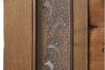 アンティーク建具　大正昭和初期　ナラ材　激レア!大正ロマンの雰囲気あふれる、透かし彫りがおしゃれな鏡付き引き戸1枚(建具、姿見、鏡、ミラー)(R-051154)