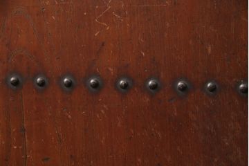 アンティーク建具　希少!総ケヤキ材製の厚手で丈夫な格子戸2枚セット(玄関戸、引き戸、建具)(R-051155)
