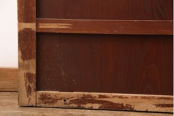 アンティーク建具　希少!総ケヤキ材製の厚手で丈夫な格子戸2枚セット(玄関戸、引き戸、建具)(R-051155)
