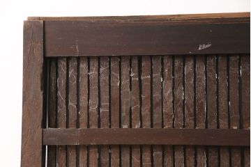アンティーク建具　総ケヤキ材　細身のサイズが嬉しい!巾着金具がアクセントの格子蔵戸1枚(格子戸、建具、玄関戸、引き戸)(R-051156)