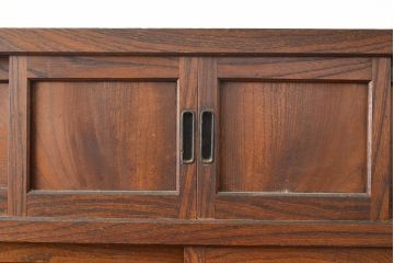 アンティーク家具　大正昭和初期　前面ケヤキ材　レトロな雰囲気漂う関東水屋箪笥(重ね箪笥、収納棚、食器棚、戸棚、キャビネット)(R-051160)