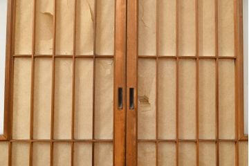 アンティーク建具　景色が楽しめる額入りの障子戸4枚セット(引き戸)(R-051163)