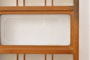 アンティーク建具　昭和中期　すりガラスのデザインがレトロな雰囲気を高めるガラス戸2枚セット(引き戸)(R-051164)