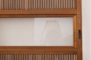 アンティーク建具　昭和初期　裏障子付き　上手物の幅狭万本格子戸3枚セット(引き戸、帯ガラス戸、障子戸)(R-051165)