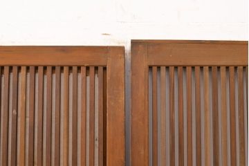 アンティーク建具　昭和初期　裏障子付き　上手物の幅狭万本格子戸3枚セット(引き戸、帯ガラス戸、障子戸)(R-051165)