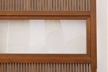 アンティーク建具　昭和初期　裏障子付き　上手物の幅狭万本格子戸3枚セット(引き戸、帯ガラス戸、障子戸)(R-051165)