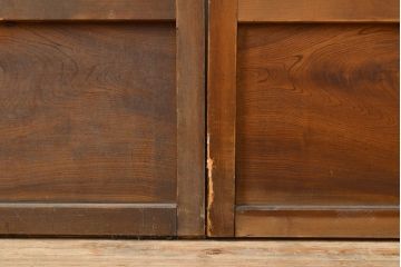 アンティーク建具　昭和初期　裏障子付き　上手物の幅狭万本格子戸3枚セット(引き戸、帯ガラス戸、障子戸)(R-051165)