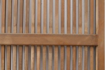 アンティーク建具　昭和初期　裏障子付き　上手物の幅狭万本格子戸3枚セット(引き戸、帯ガラス戸、障子戸)(R-051165)