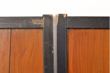 アンティーク建具　明治大正期　赤みがかった茶色と黒のコントラストがおしゃれな格子帯戸3枚セット(引き戸)(R-051167)
