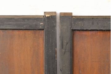 アンティーク建具　明治大正期　赤みがかった茶色と黒のコントラストがおしゃれな格子帯戸3枚セット(引き戸)(R-051167)