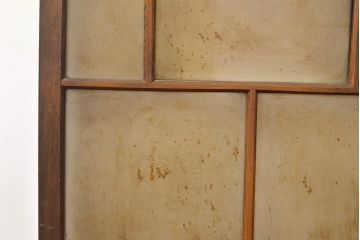 アンティーク建具　昭和初期　激レア!昭和レトロな雰囲気を醸しだす総ケヤキ材製のガラス戸2枚セット(引き戸)(R-051168)