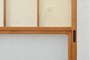 アンティーク建具　昭和中期　菊尽くしのレトロなガラスが魅力の障子戸4枚セット(雪見障子戸、建具、引き戸、擦り上げ障子戸、擦上障子戸)(R-051172)