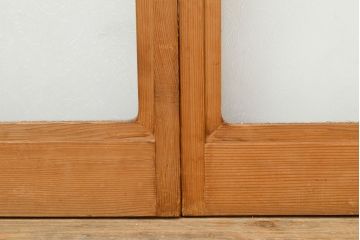 アンティーク建具　昭和中期　菊尽くしのレトロなガラスが魅力の障子戸4枚セット(雪見障子戸、建具、引き戸、擦り上げ障子戸、擦上障子戸)(R-051172)