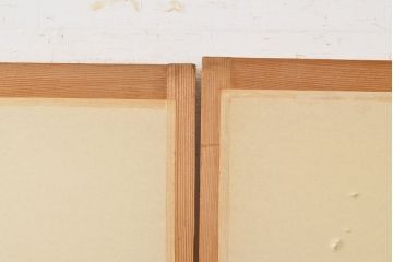 アンティーク建具　昭和中期　菊尽くしのレトロなガラスが魅力の障子戸4枚セット(雪見障子戸、建具、引き戸、擦り上げ障子戸、擦上障子戸)(R-051172)
