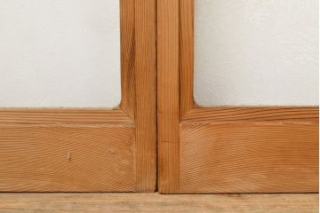 アンティーク建具　昭和中期　菊尽くしのレトロなガラスが魅力の障子戸4枚セット(雪見障子戸、建具、引き戸、擦り上げ障子戸、擦上障子戸)(R-051172)