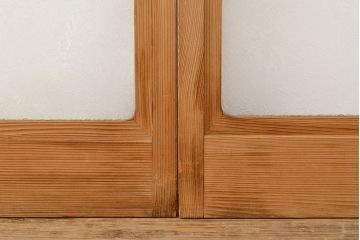 アンティーク建具　昭和中期　菊尽くしのレトロなガラスが魅力の障子戸4枚セット(雪見障子戸、建具、引き戸、擦り上げ障子戸、擦上障子戸)(R-051172)