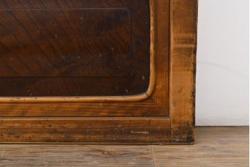 アンティーク建具　昭和中期　レトロな雰囲気漂う裏障子付き万本格子戸3枚セット(引き戸、障子戸)(R-051173)