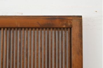 アンティーク建具　昭和中期　レトロな雰囲気漂う裏障子付き万本格子戸3枚セット(引き戸、障子戸)(R-051173)