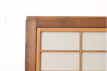 アンティーク建具　昭和中期　レトロな雰囲気漂う裏障子付き万本格子戸3枚セット(引き戸、障子戸)(R-051173)