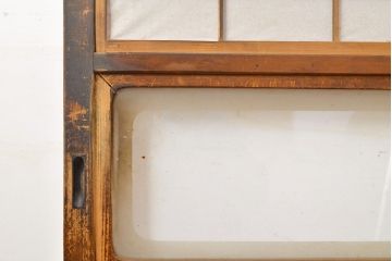 アンティーク建具　昭和中期　レトロな雰囲気漂う裏障子付き万本格子戸3枚セット(引き戸、障子戸)(R-051173)