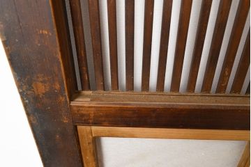 アンティーク建具　昭和中期　レトロな雰囲気漂う裏障子付き万本格子戸3枚セット(引き戸、障子戸)(R-051173)