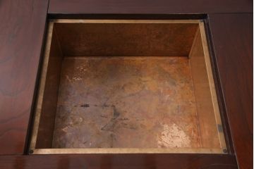 中古　筑後民芸　美しい木目が上質な和の雰囲気を演出する囲炉裏テーブル(ダイニングテーブル、火鉢)(定価約28万円)(R-051177)