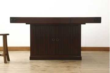 中古　筑後民芸　美しい木目が上質な和の雰囲気を演出する囲炉裏テーブル(ダイニングテーブル、火鉢)(定価約28万円)(R-051178)