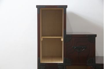 中古　美品　筑後民芸　美しい木目が高級感を演出する階段箪笥(和タンス、収納箪笥)(定価約26万円)(R-051190)